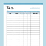 Printable Employee Task List - Blue