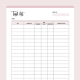 Printable Employee Task List - Pink