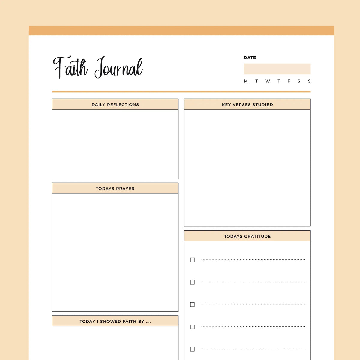 Printable Faith Journal, Instant Download PDF