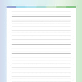 Printable Handwriting Practice Paper For Kids - Green and Blue Rainbow