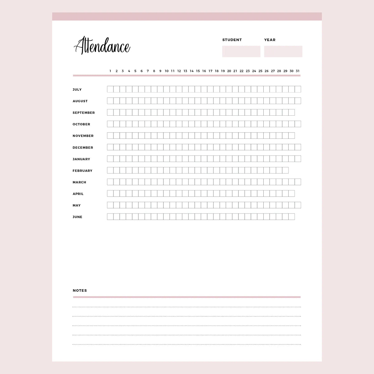 printable-homeschool-attendance-good-sheet-instant for Free Printable Aa Attendance Sheet Printable Homeschool Attendance good Sheet Instant for Free Printable Aa Attendance Sheet