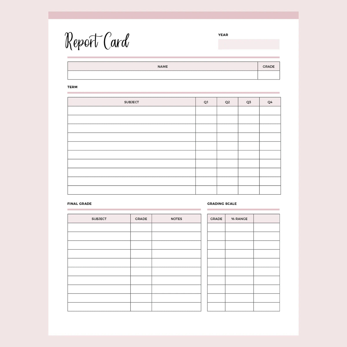 Printable Homeschool Report Card Template | Instant download PDF | A4 & US Letter – Plan Print Land printable-homeschool-report-card-template-instant-download-pdf-a4-us-letter-plan-print-land