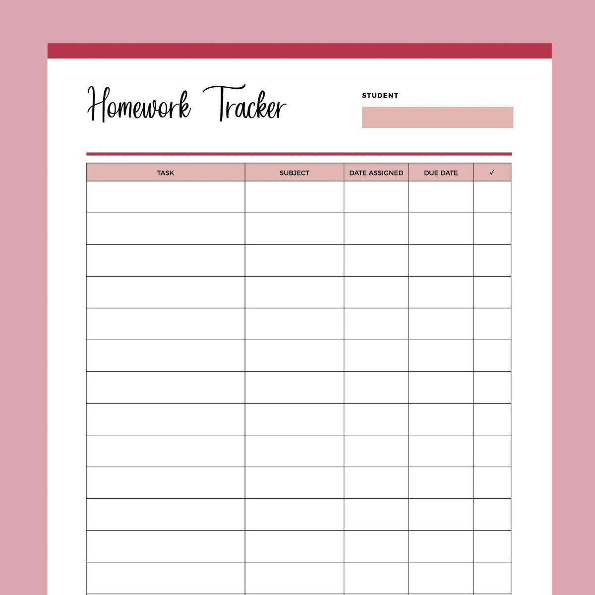 Student planner pdf, Printable Study tracker, homework plan