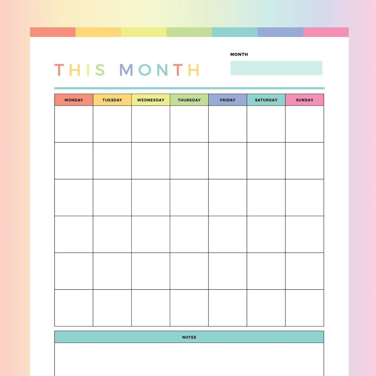 Planner Monthly, Monthly Organizer, Printable Monthly Planner, DIY Monthly  Planner, Simple Monthly Planner, Fillable Monthly Planner, Month