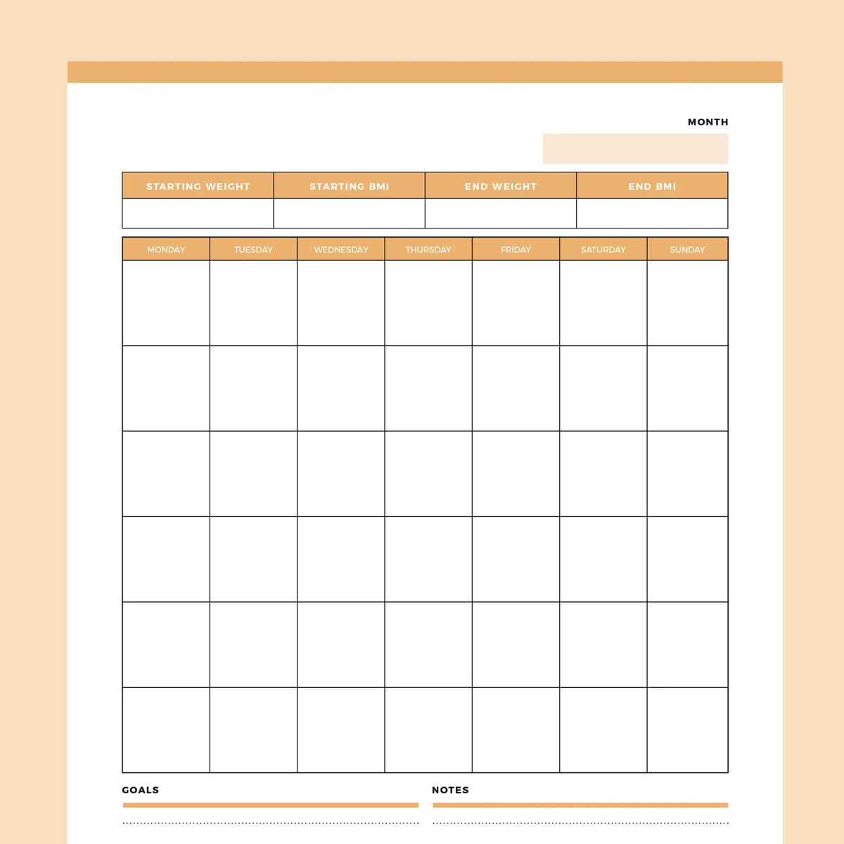 Printable Monthly Weight Loss Tracking Calendar | Instant Download PDF – Plan Print Land printable-monthly-weight-loss-tracking-calendar-instant-download-pdf-plan-print-land