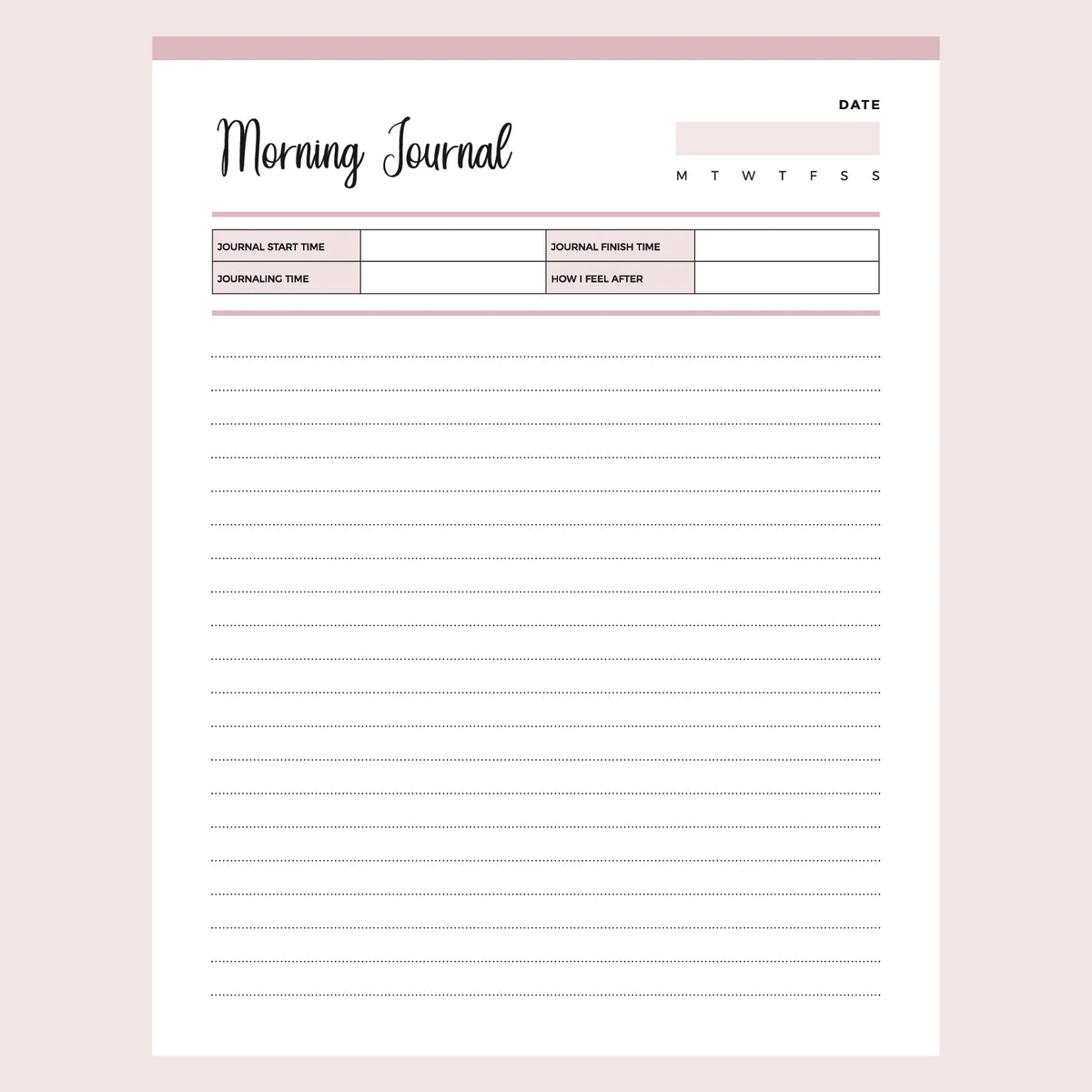 Printable Morning and Night Journal Instant Download PDF Plan Print