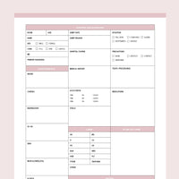 Printable Nurse Report Sheet - Pink