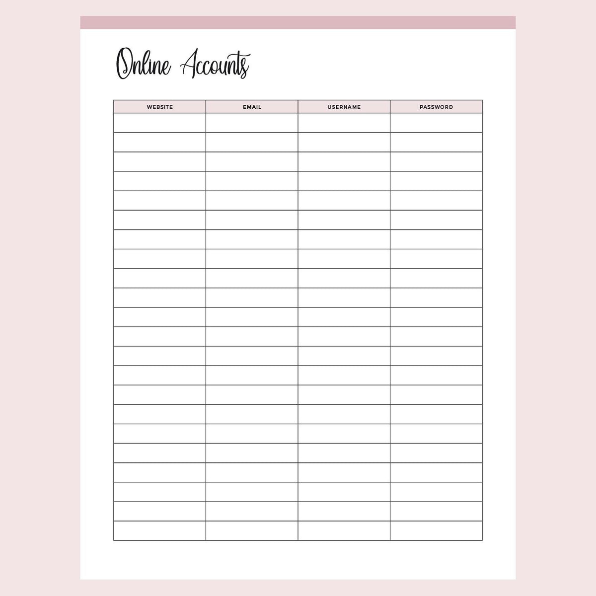 Printable Online Account Password Log – Plan Print Land printable-online-account-password-log-plan-print-land