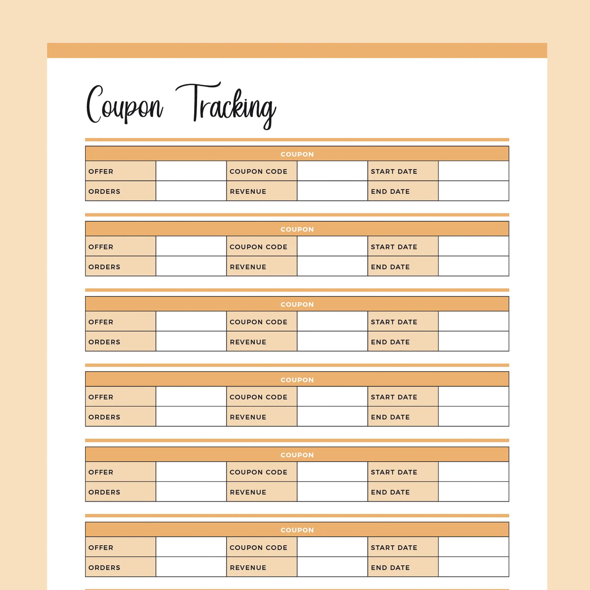 Discount Codes Tracker Printable Coupon Code Tracker Shop Discount Savings  Printable PDF A4 A5 Letter Half Letter 