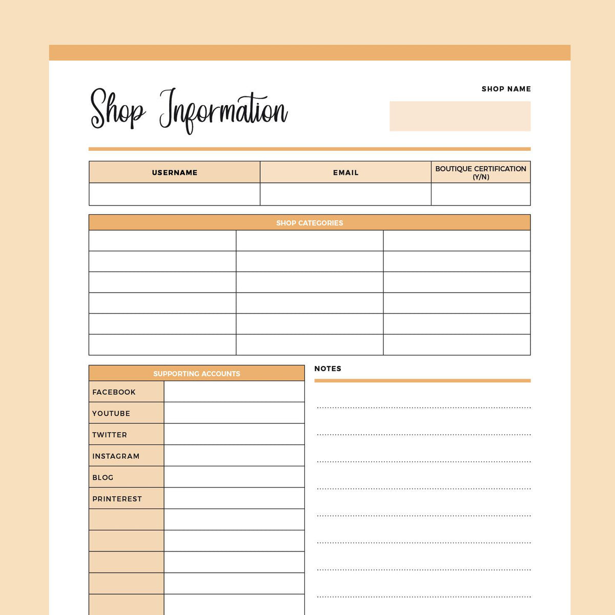 Printable Online Store Information Sheet – Plan Print Land printable-online-store-information-sheet-plan-print-land