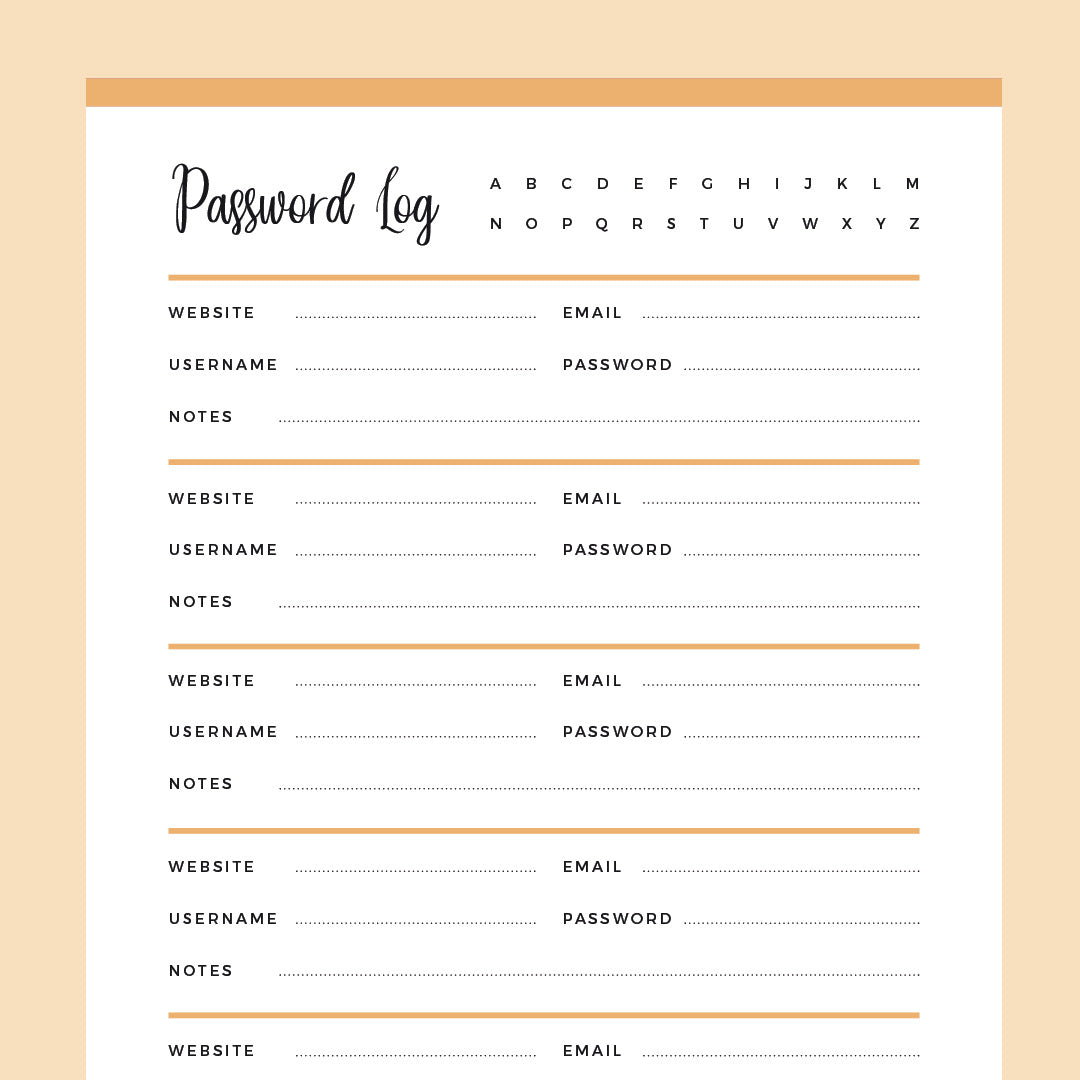 Printable Password Log | US Letter and A4 size PDF | Instant Download – Plan Print Land printable-password-log-us-letter-and-a4-size-pdf-instant-download-plan-print-land