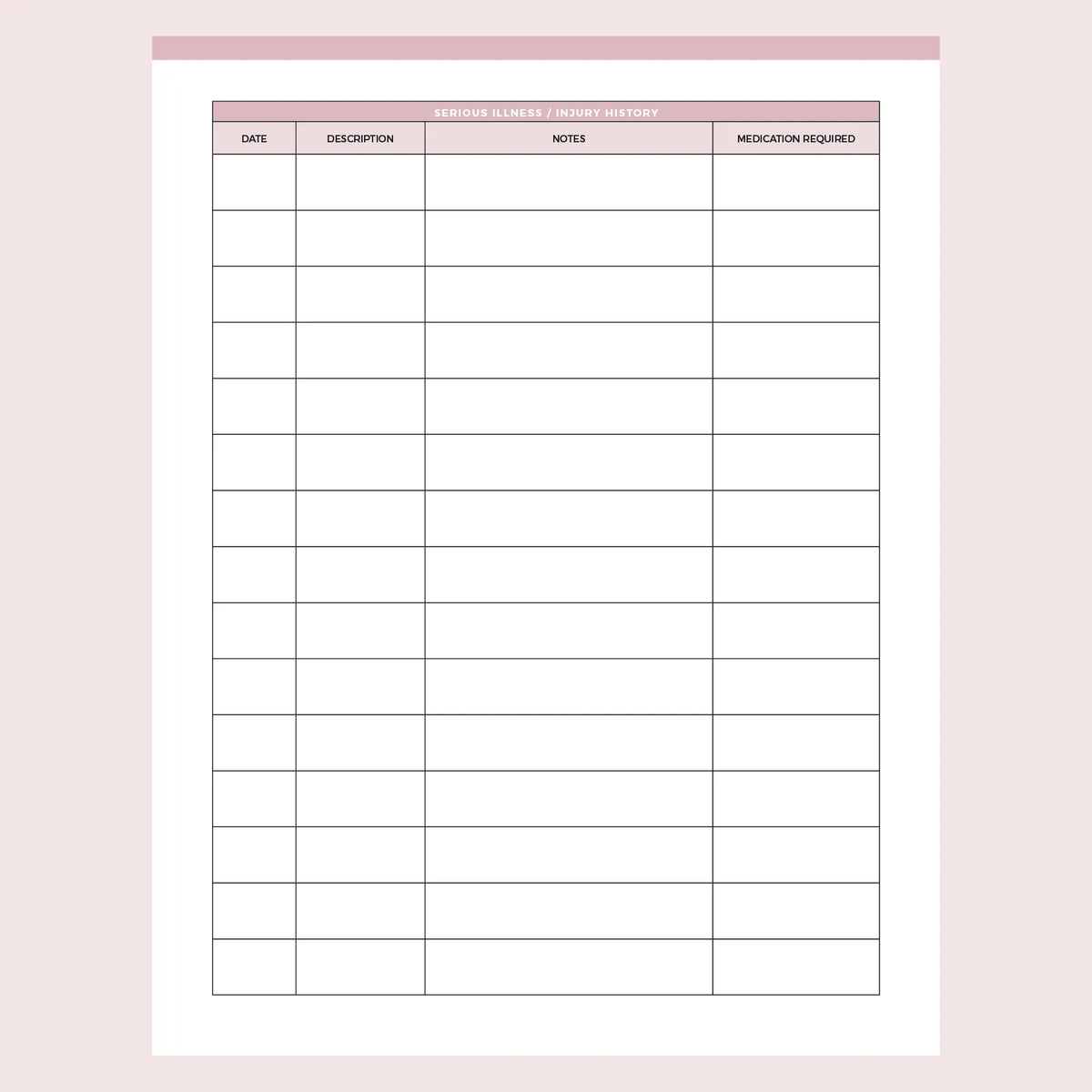 Personal Medical History Template Instant Download PDF Plan Print Land Personal Medical History Template Instant Download PDF Plan Print Land