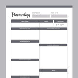 Printable Pharmacology Cheat Sheet - Grey