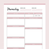 Printable Pharmacology Cheat Sheet - Pink
