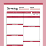 Printable Pharmacology Cheat Sheet - Red