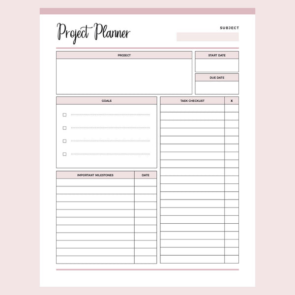 Printable Project Management Planner 