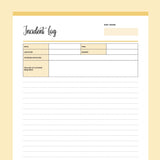 Printable Puppy Sitter Incident Log - Yellow