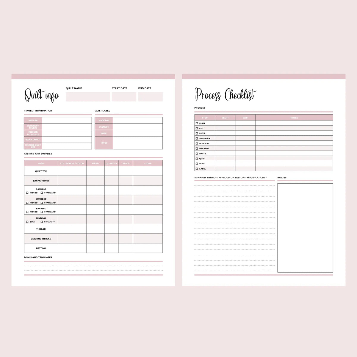 Printable Quilting Journal | Instant download PDF | A4 & US Letter – Plan Print Land printable-quilting-journal-instant-download-pdf-a4-us-letter-plan-print-land