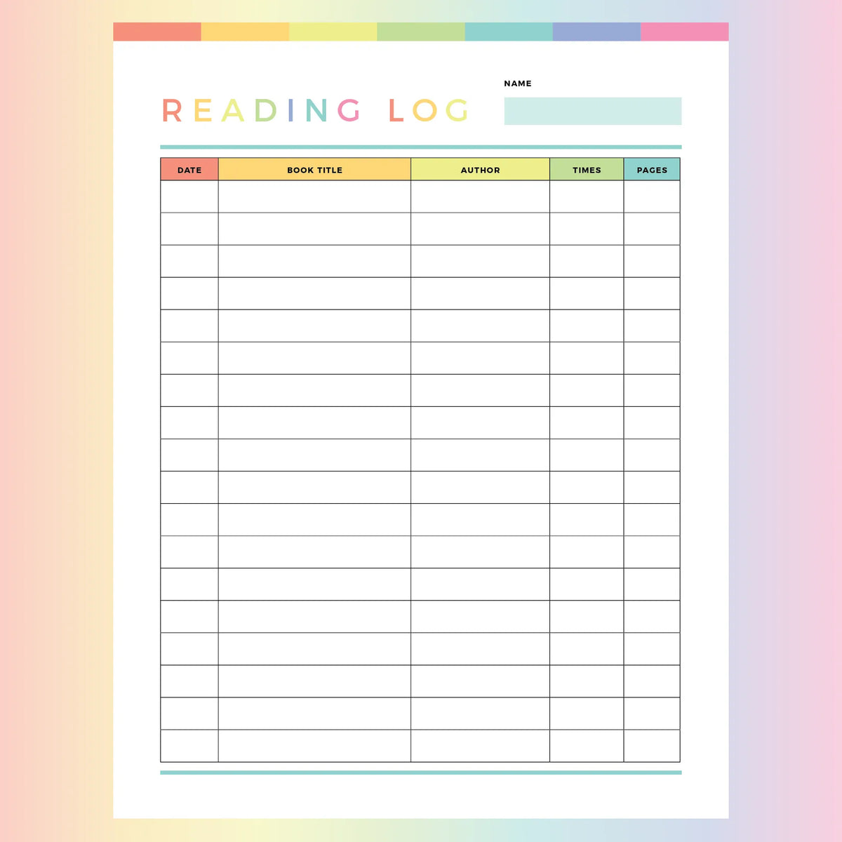 Printable Reading Log For Children printable reading log for children | instant download pdf | a4 and