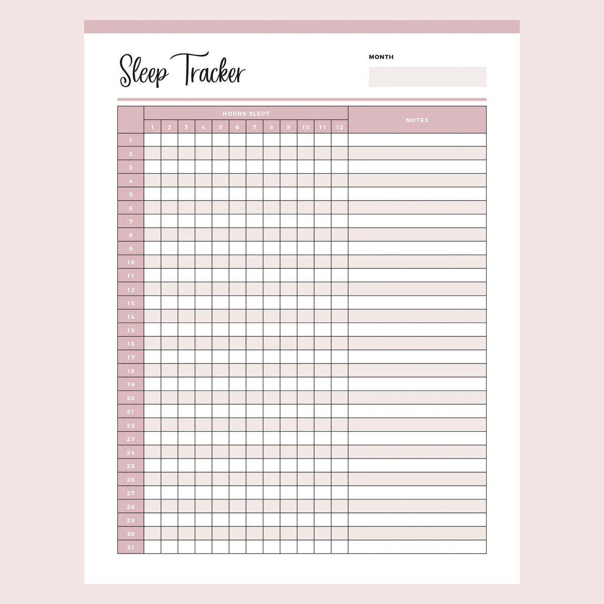 Printable Sleep Trackers Instant Download PDF A4 and US Letter