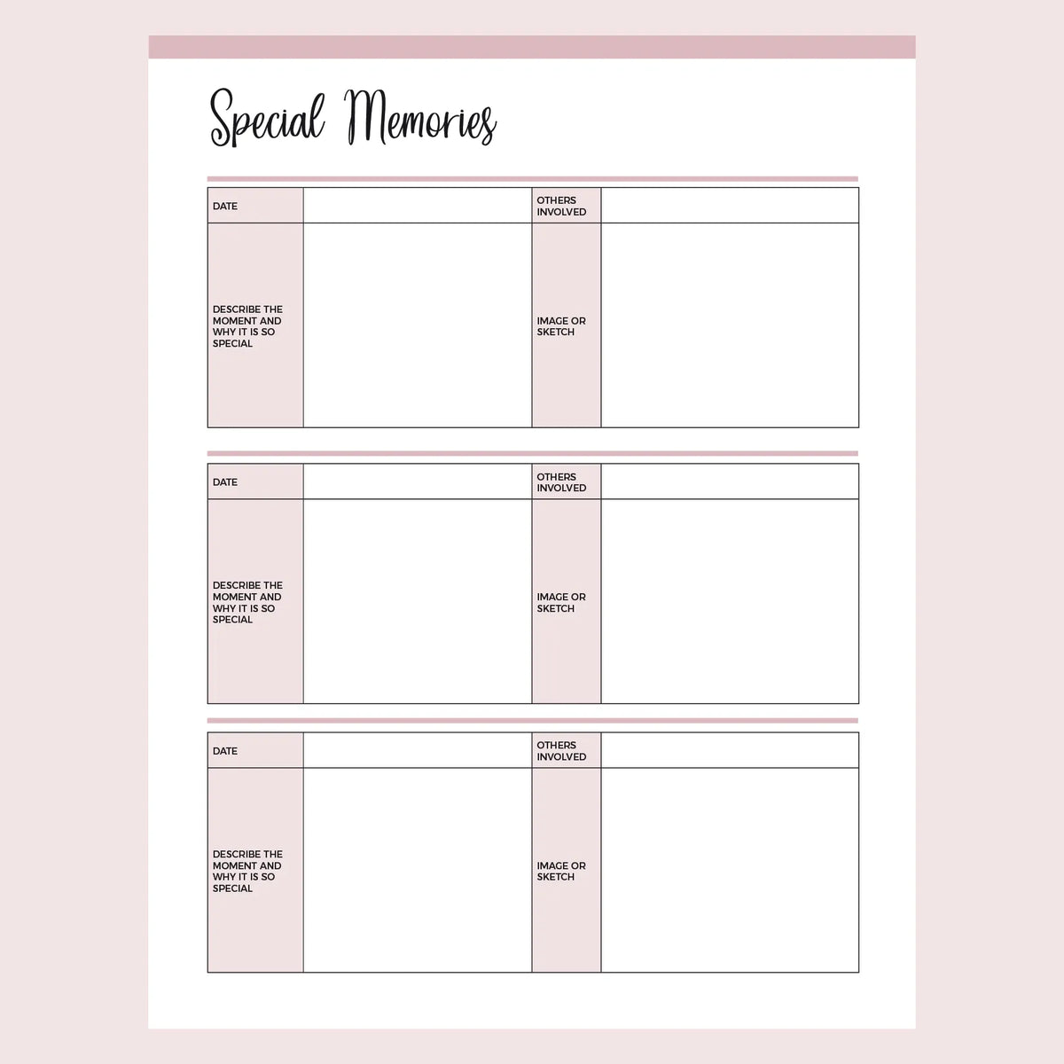 Printable Special Memories Journal | Instant Download PDF – Plan Print Land