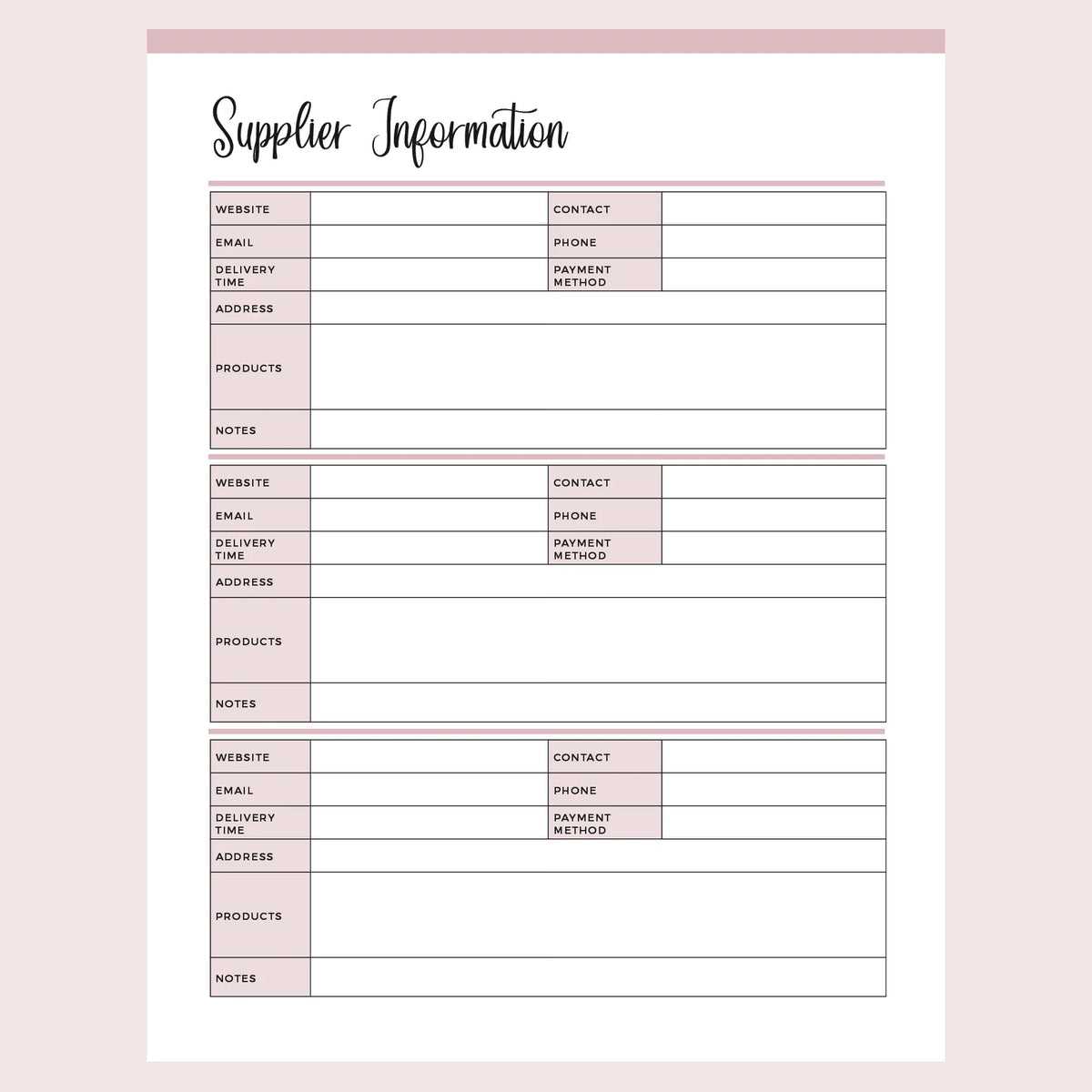 Vendor Contact Sheet Template vendor-contact-sheet-template