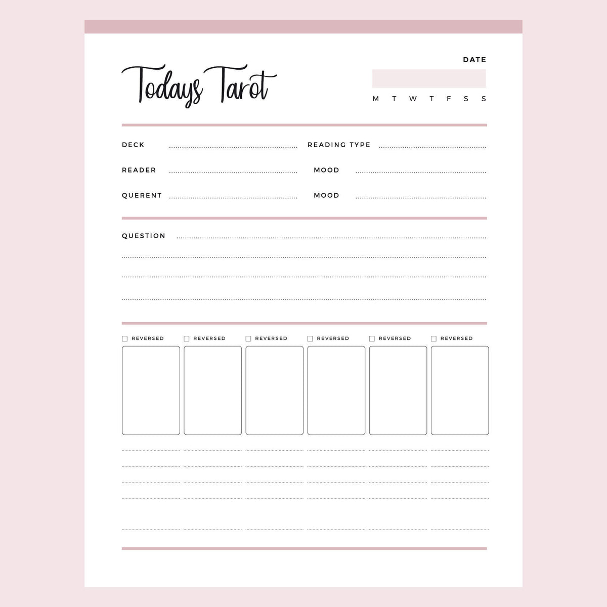 printable-tarot-journal-6-card-spread-plan-print-land for Free Printable Printable Tarot Cards Printable Tarot Journal | 6 Card Spread – Plan Print Land for Free Printable Printable Tarot Cards