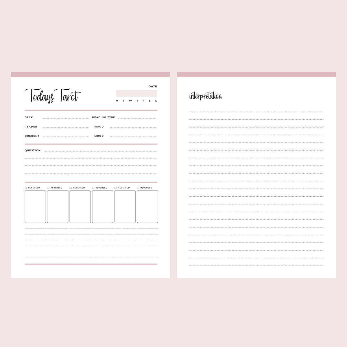 Tarot Journal Printable A4 Letter A5 Binder - Pdf (1079876)
