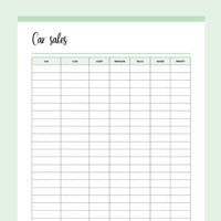 Printable Used Car Sales Tracking Template - Green