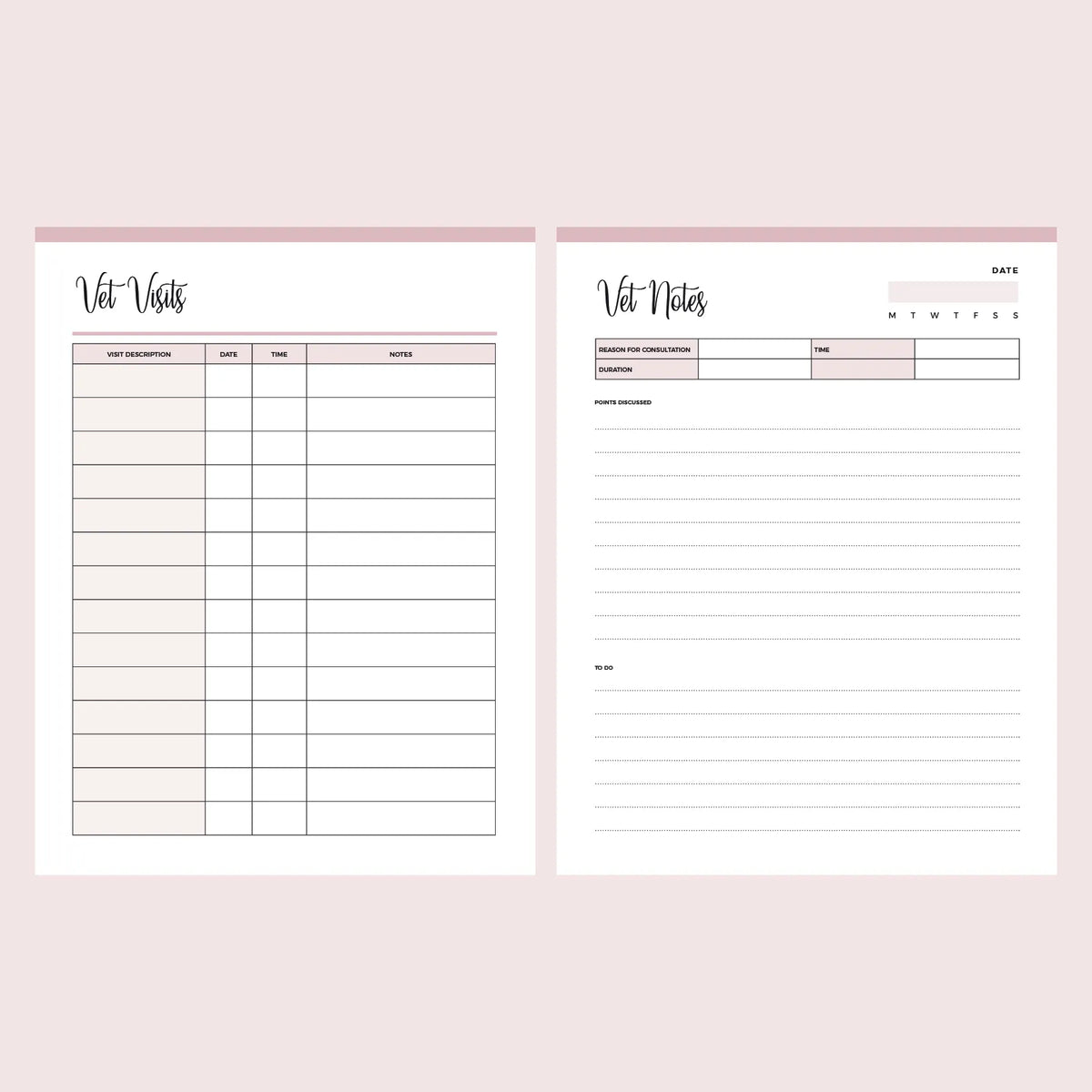 Printable Vet Visits Tracker | Instant Download PDF | A4 and US Letter – Plan Print Land printable-vet-visits-tracker-instant-download-pdf-a4-and-us-letter-plan-print-land