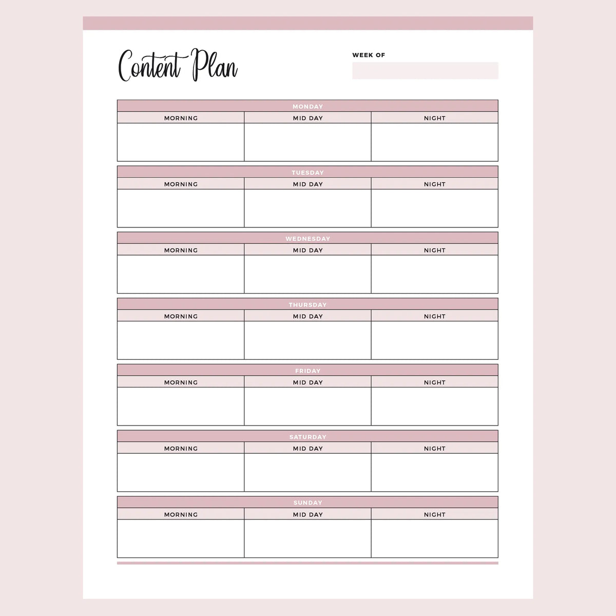 Printable Weekly Content Plan For Social Media Plan Print Land printable-weekly-content-plan-for-social-media-plan-print-land