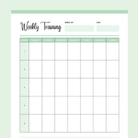 Printable Weekly Dog Training Session Planner - Green