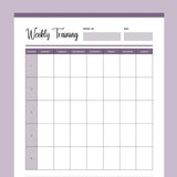Printable Weekly Dog Training Session Planner - Purple