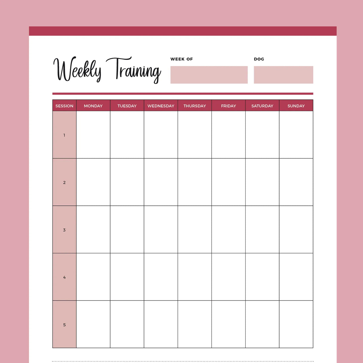 Printable Weekly Dog Training Session Planner | Instant Download PDF | A4 and US Letter – Plan Print Land printable-weekly-dog-training-session-planner-instant-download-pdf-a4-and-us-letter-plan-print-land