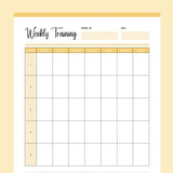 Printable Weekly Dog Training Session Planner - Yellow