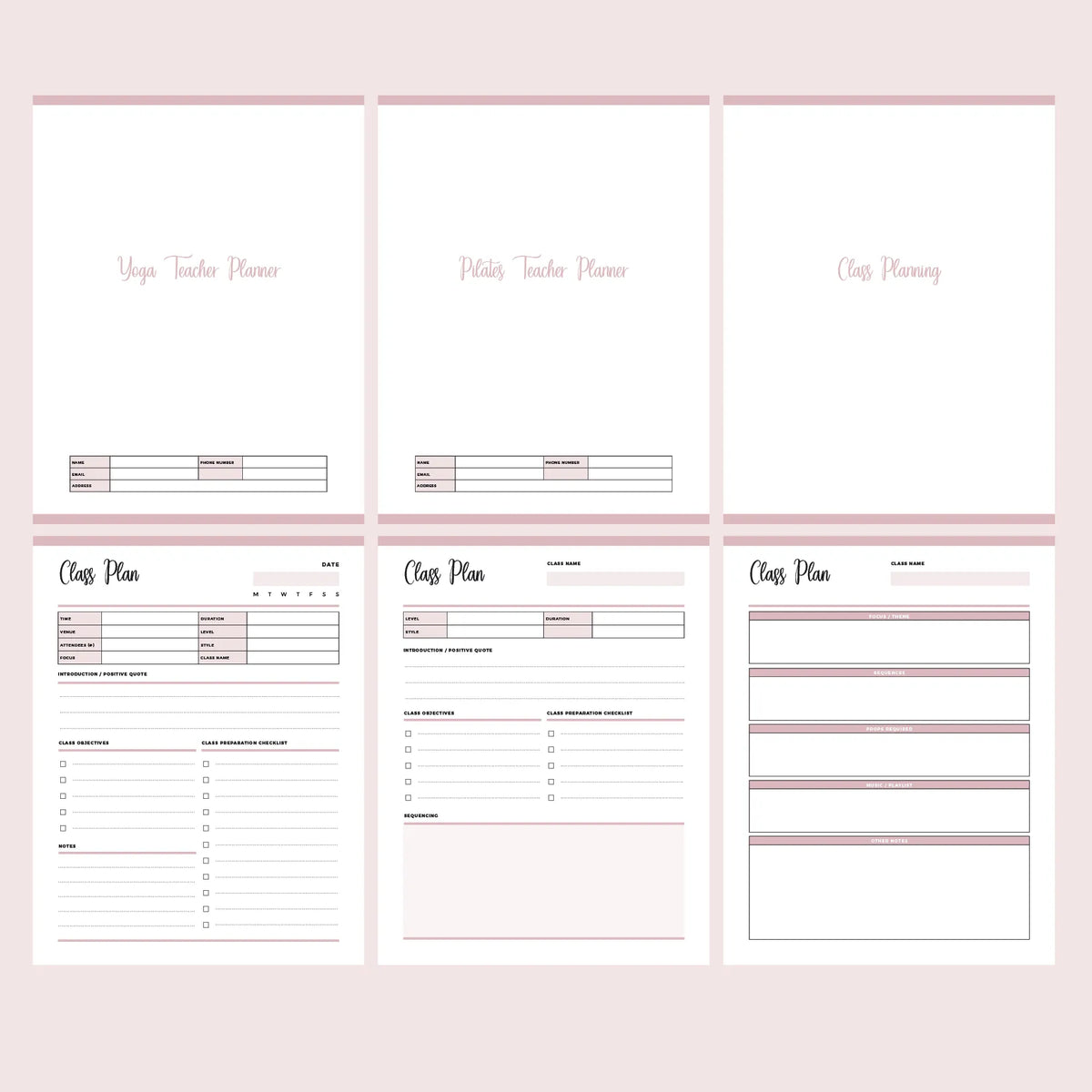 Printable Yoga Instructor Planner | Instant Download PDF | 74 PAGES ...