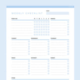 Weekly Checklist Editable - Light Blue