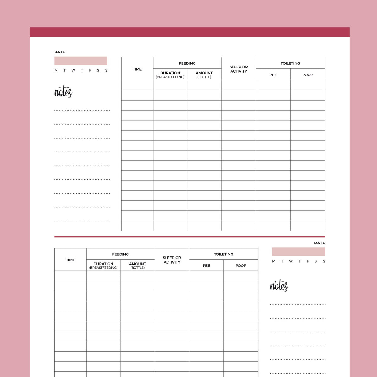Toileting And Diaper Log Printables