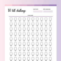 10 Dollar Challenge PDF - Fruity Color Scheme