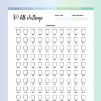 10 Dollar Challenge PDF - Ocean Color Scheme