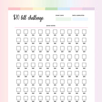 20 Dollar Challenge PDF - Rainbow Color Scheme