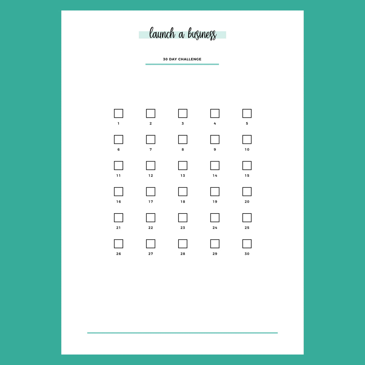 30 Day Launch A Business Challenge A5 | Printable PDF Template – Plan ...