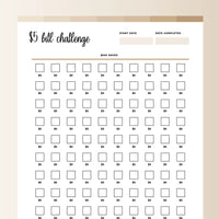5 Dollar Challenge PDF - Bohemian Color Scheme