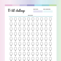 5 Dollar Challenge PDF - Bubblegum Color Scheme