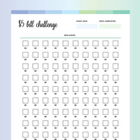 5 Dollar Challenge PDF - Ocean Color Scheme