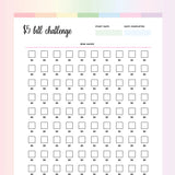 5 Dollar Challenge PDF - Rainbow Color Scheme