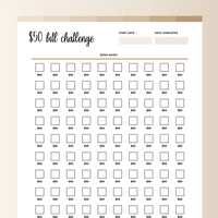 50 Dollar Challenge PDF - Bohemian Color Scheme