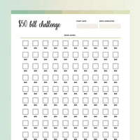50 Dollar Challenge PDF - Forrest Color Scheme