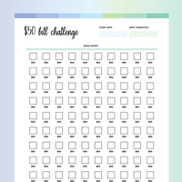 50 Dollar Challenge PDF - Ocean Color Scheme