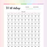 50 Dollar Challenge PDF - Rainbow Color Scheme